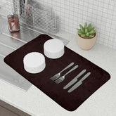 Heart Home Dish Dry Mat | Microfiber Drying Mat | Kitchen Drying Mat | Self Dish Dry Mat | Water Absorbent Kitchen Mat | Embossed Dish Dry Mat | 38x50 | Pack of 3 | Brown